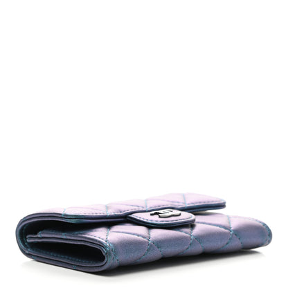 Chanel Iridescent Lambskin Quilted Flap Card Holder Turquoise 4 of 8