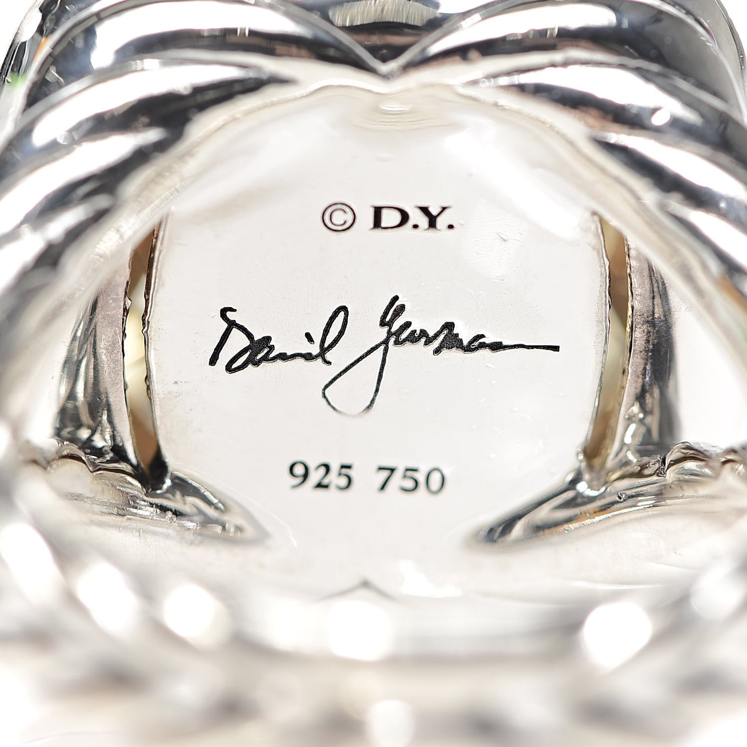 David Yurman Sterling Silver 18K Yellow Gold Diamond Champagne Citrine 14mm Albion Ring 52 6 5 of 5