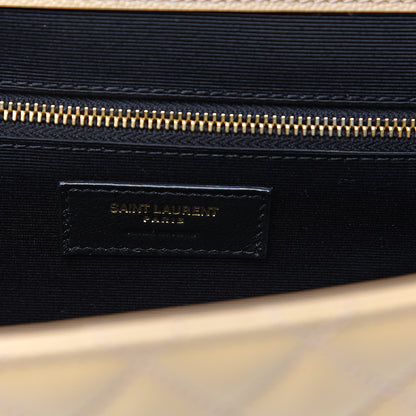 Saint Laurent Grain De Poudre Mixed Matelasse Large Triquilt Monogram Satchel Nude Powder 6 of 10
