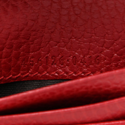 Gucci Pebbled Calfskin GG Marmont Card Case Hibiscus Red 7 of 7