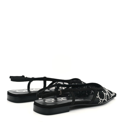 Gucci Tela Retino Kid Scamosciato Crystal GG Monogram Square Demi Ballet Flats 36.5 Black 4 of 8