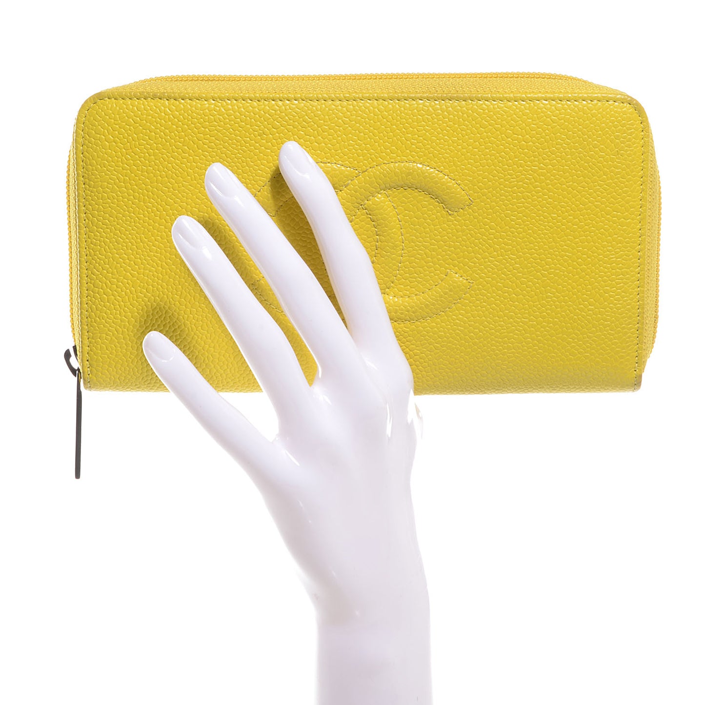 Caviar CC Timeless Large Zip Around Wallet Yellow