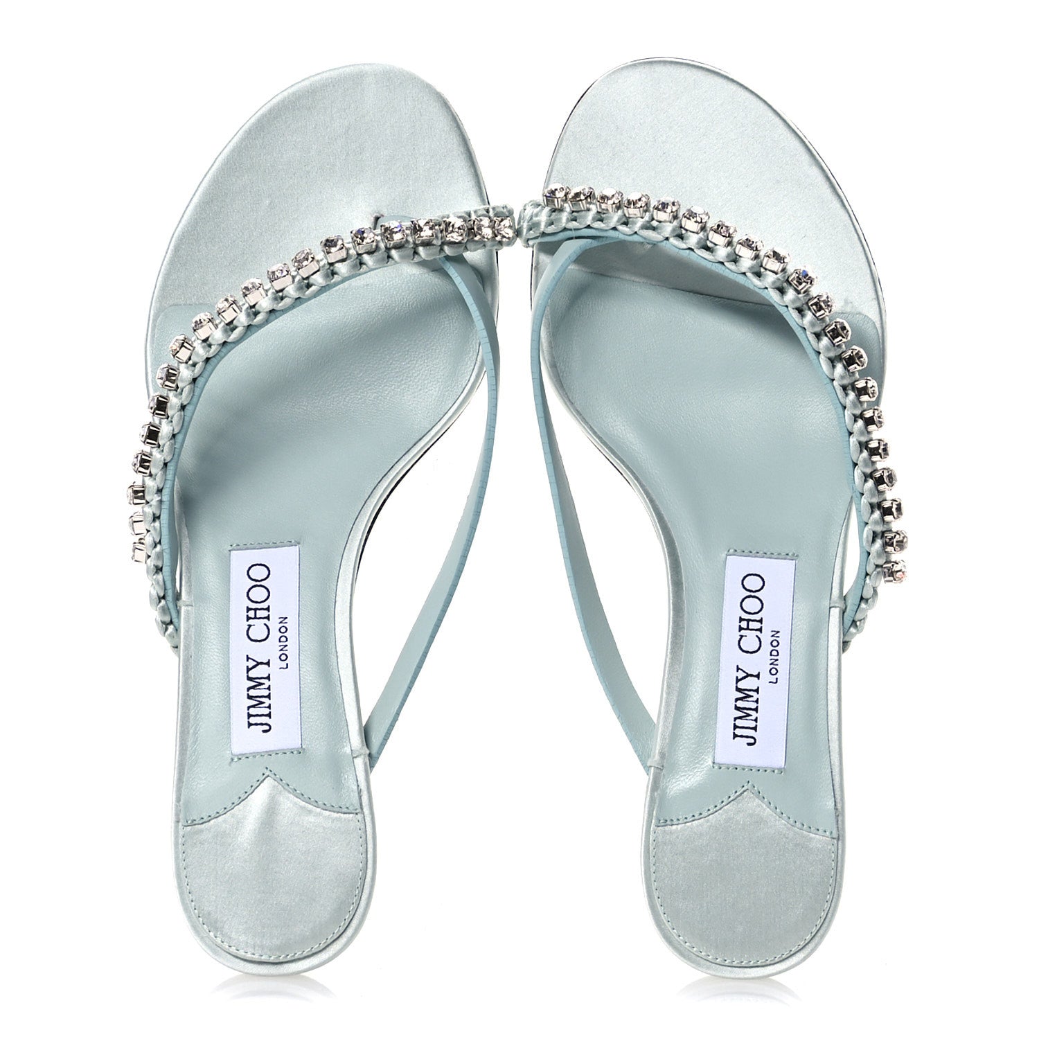 Jimmy Choo Satin Crystal Dila 35 Sandals 37.5 Light Verde 2 of 10