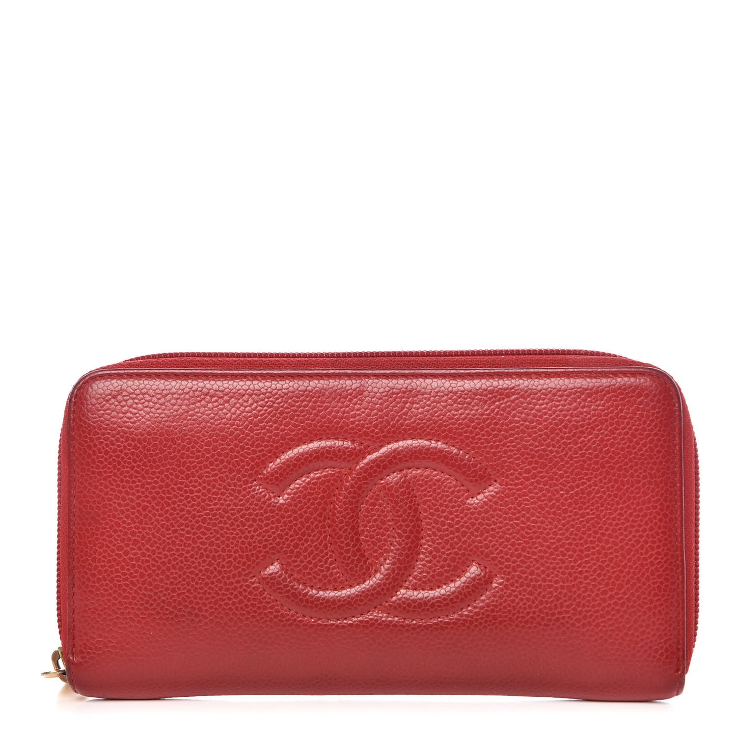 Caviar Large Timeless CC Zip Around Wallet Red
