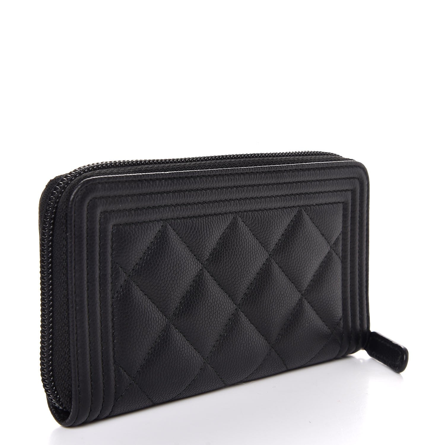 Chanel Caviar Quilted Small Boy Zip Around Wallet Black 3 of 9