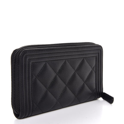 Chanel Caviar Quilted Small Boy Zip Around Wallet Black 3 of 9