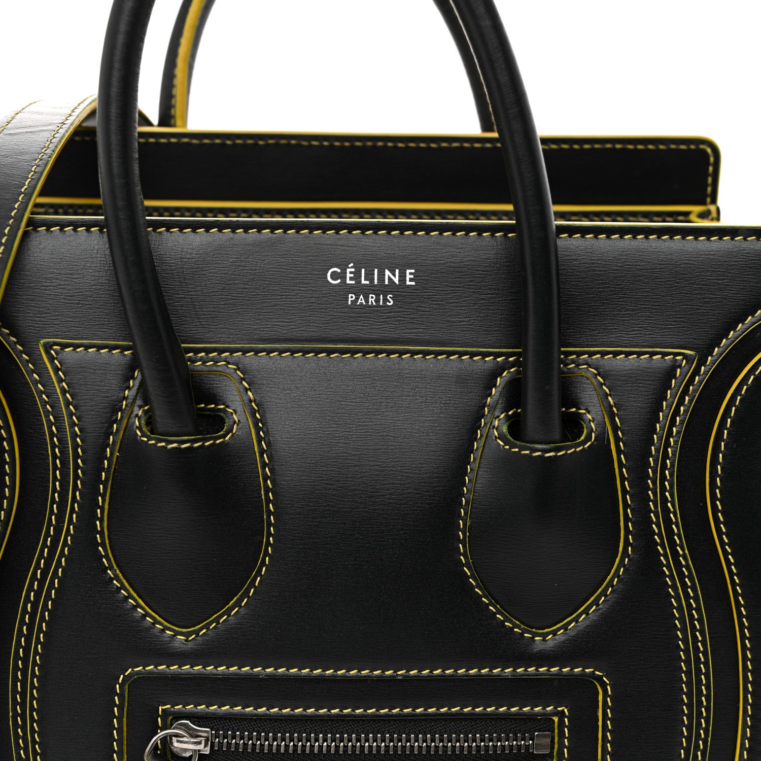 Celine Satin Calfskin Nano Debossed Luggage Black Yellow 7 of 11