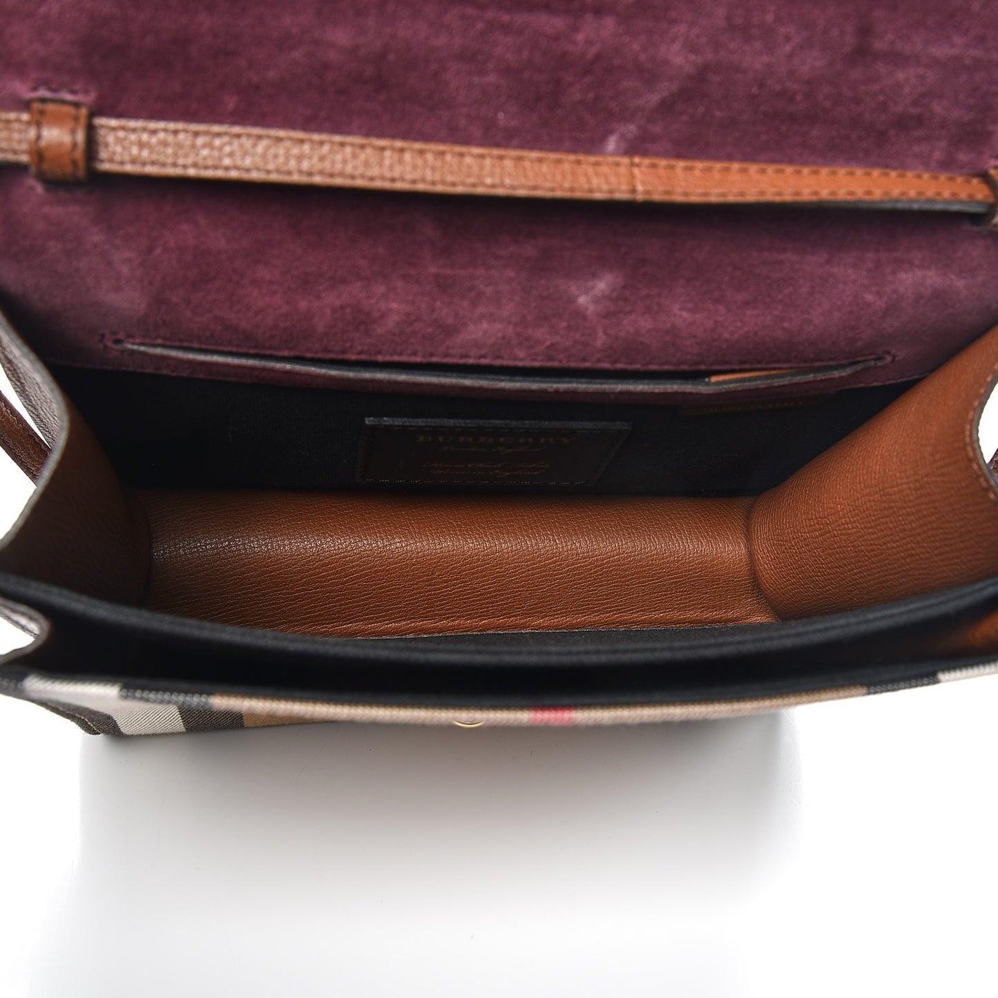 Derby Calfskin House Check Small Macken Crossbody Bag Tan