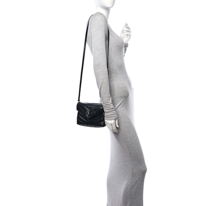 Saint Laurent Calfskin Y Quilted Monogram Toy Loulou Crossbody Bag Black 2 of 17