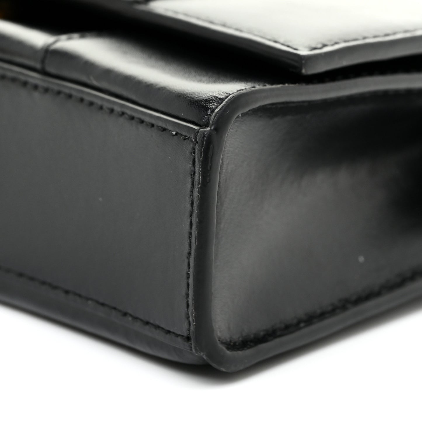 Shiny Box Calfskin Hourglass Chain Bag Black