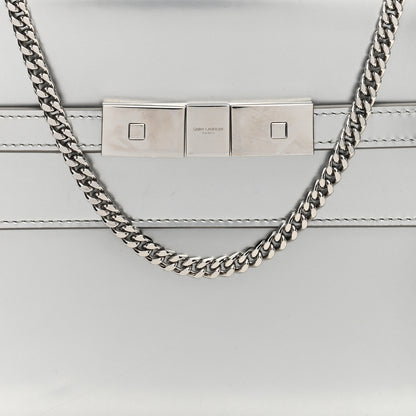 Saint Laurent Metallic Calfskin Manhattan Chain Clutch Metal Argento 7 of 10