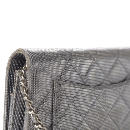 Chanel Metallic Calfskin Quilted Pixel Effect Wallet on Chain WOC Silver 11 of 13