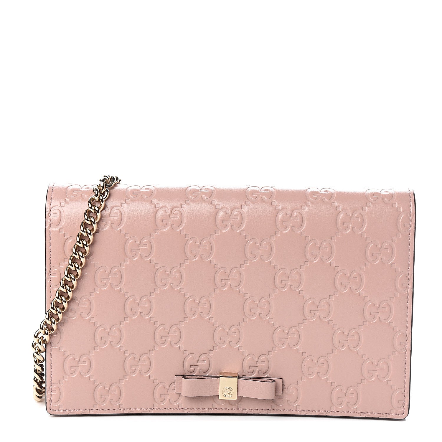 Gucci Guccissima Signature Bowy Chain Wallet Dark Cipria 1 of 8