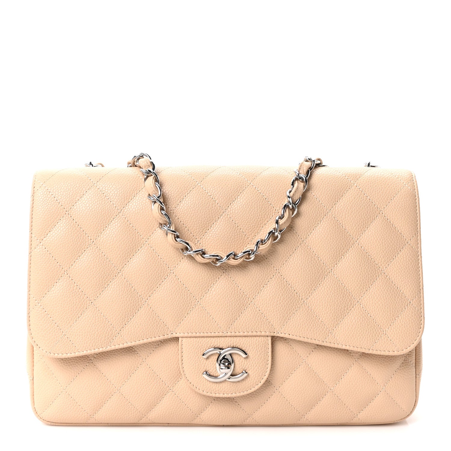 Chanel Caviar Quilted Jumbo Single Flap Beige Clair 1 of 10
