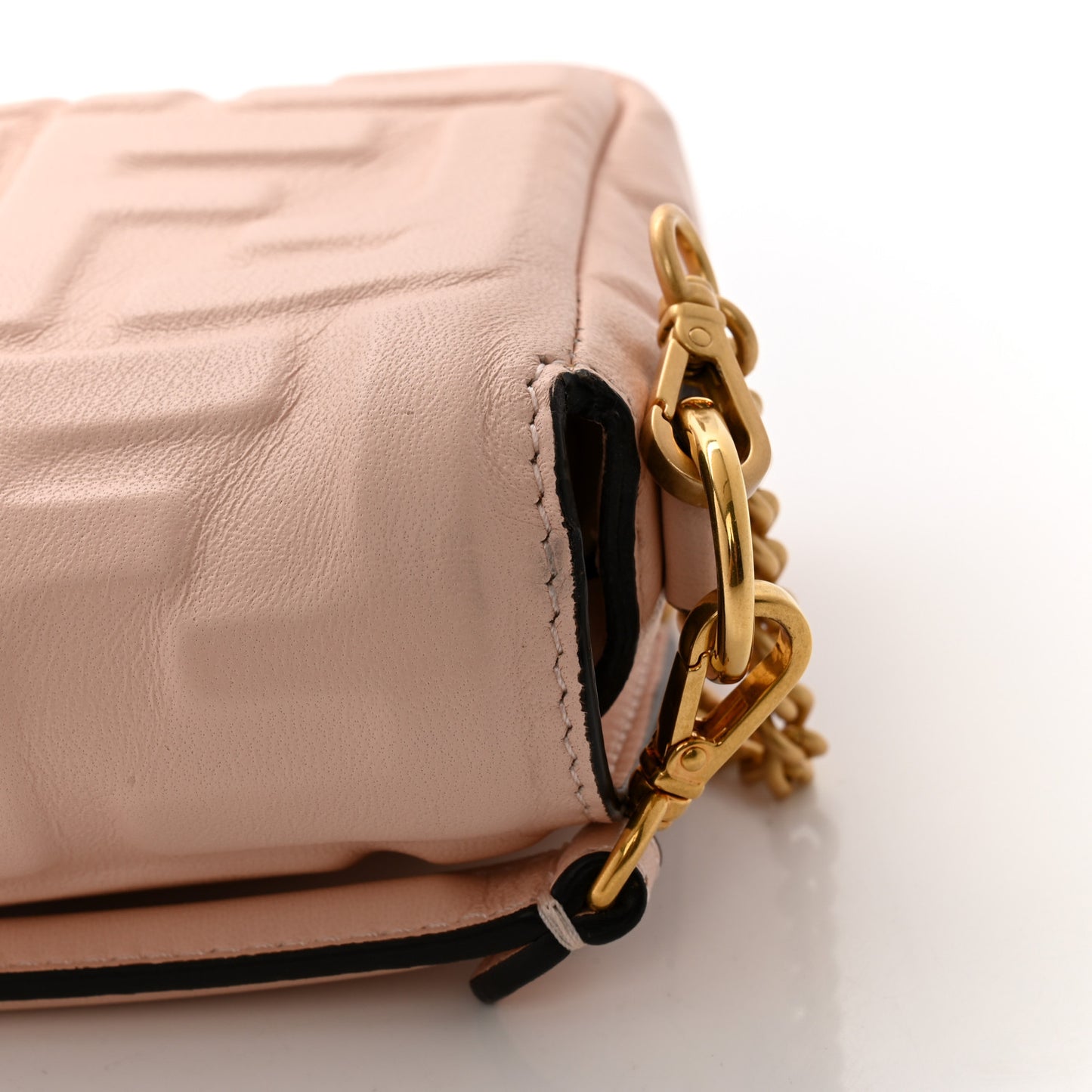Nappa FF 1974 Embossed Mini Baguette Rosa Quarzo
