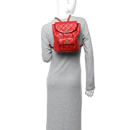 Chanel Lambskin Quilted Backpack Red 2 of 10