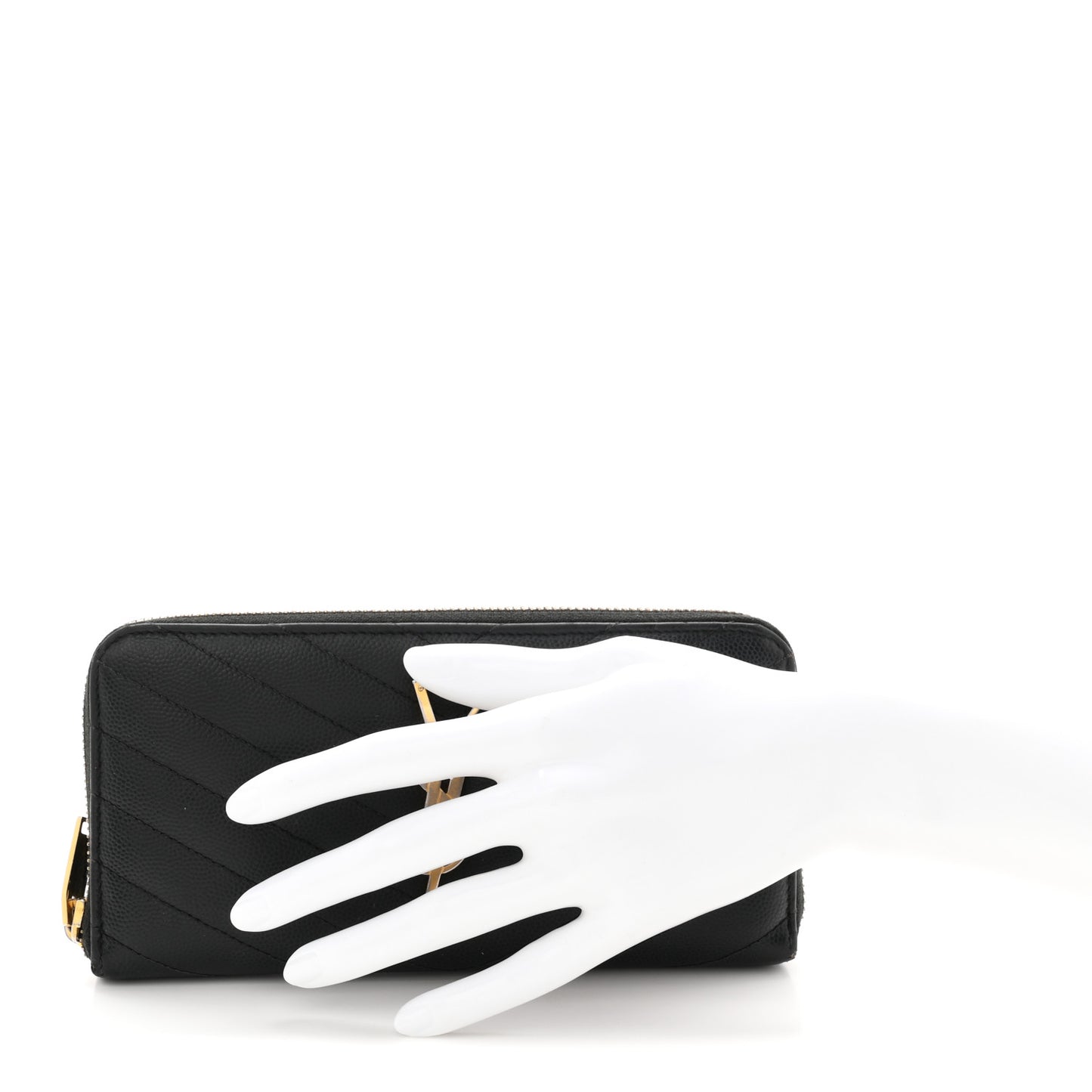 Grain De Poudre Matelasse Chevron Monogram Zip Around Wallet Black