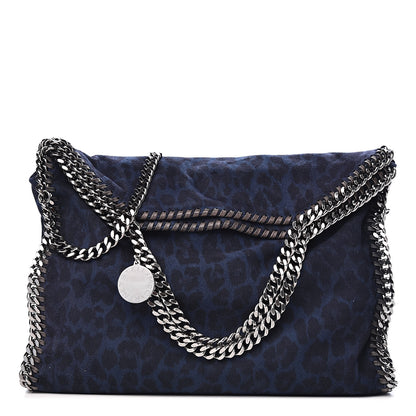 Stella McCartney Shaggy Deer Leopard Print Falabella Fold Over Tote Blue Sapphire 1 of 9