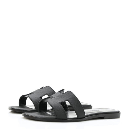 Hermes Epsom Oran Sandals 37.5 Black 3 of 11