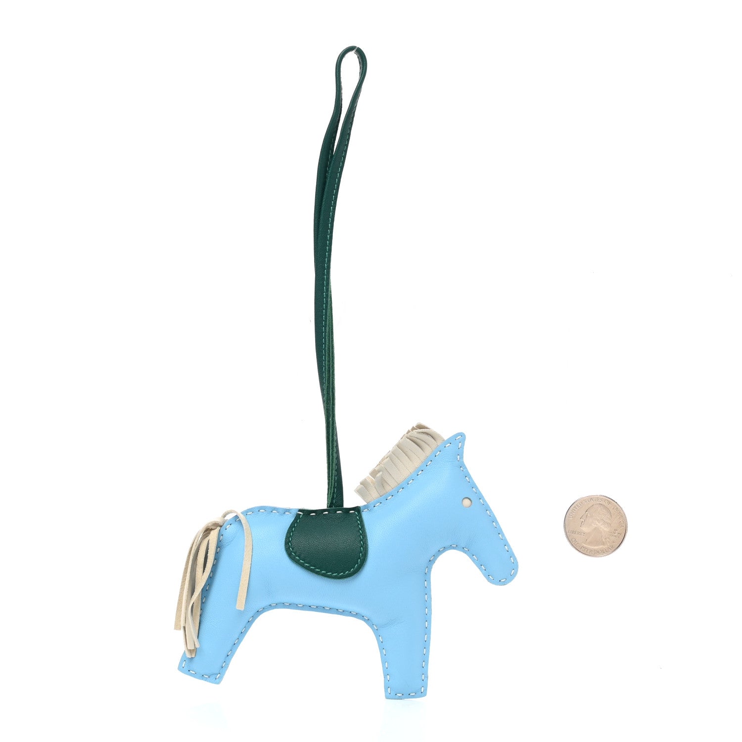 Hermes Milo Lambskin Grigri Rodeo Horse Bag Charm MM Celeste Malachite Craie 2 of 4