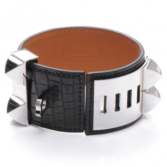 Hermes Alligator Collier De Chien CDC Bracelet Black 3 of 6