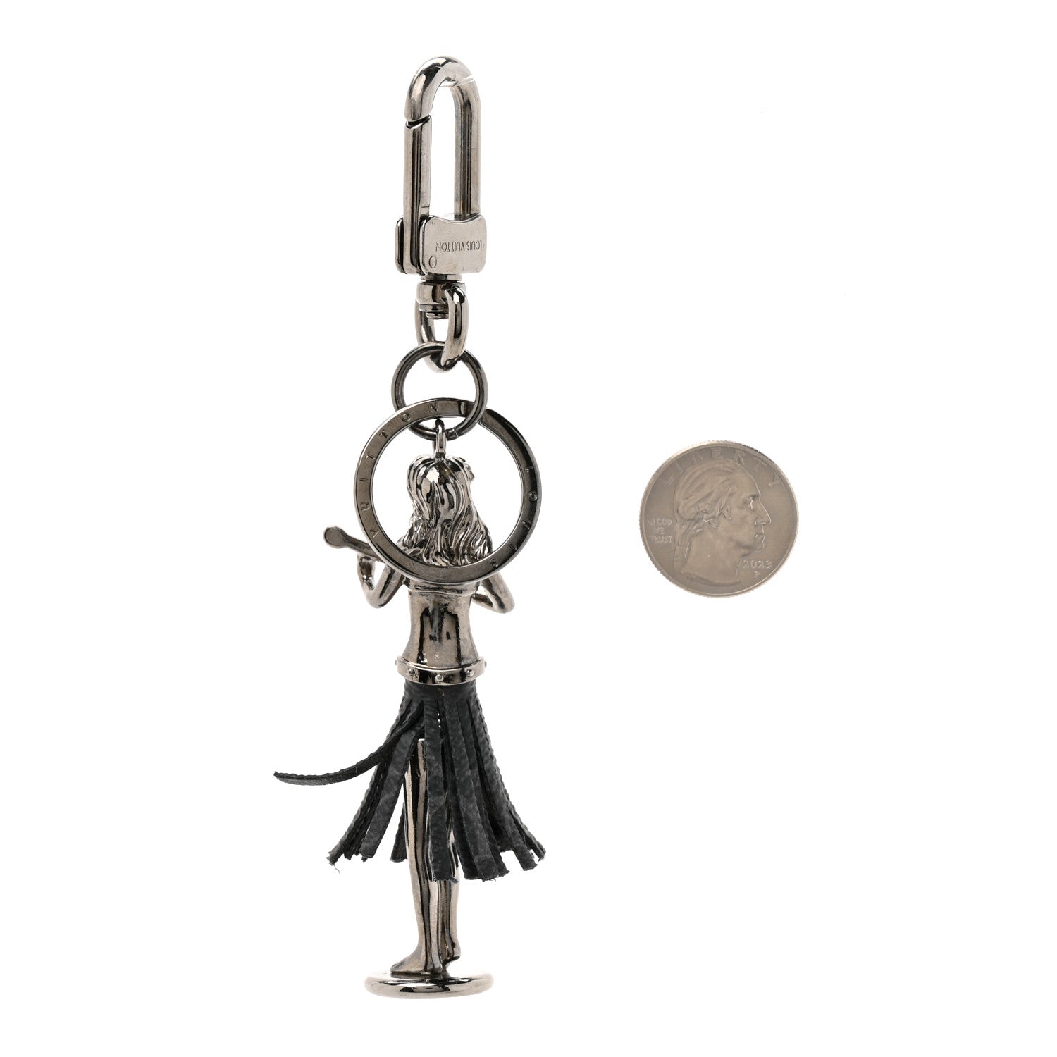 Louis Vuitton Metal Aloha Hula Girl Bag Charm Key Holder Silver 2 of 4