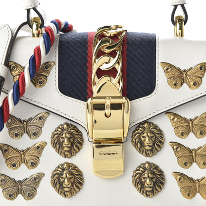 Gucci Calfskin Animal Studs Mini Sylvie Top Handle Bag White 11 of 12