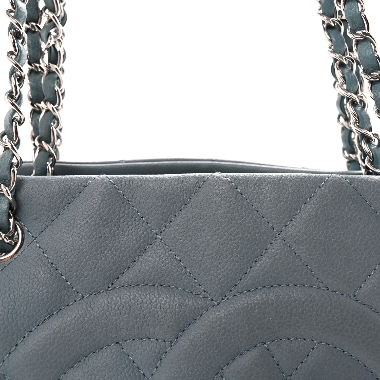 Chanel Caviar Quilted CC Timeless Soft Tote Blue 8 of 10