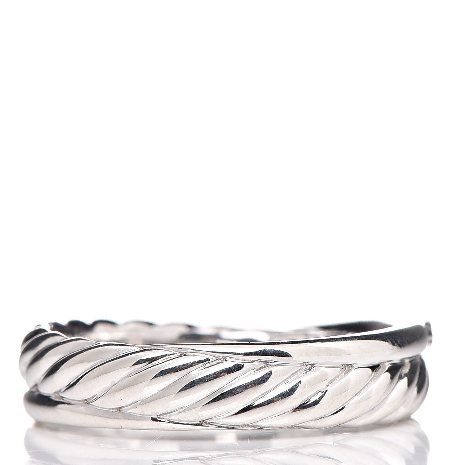 David Yurman Sterling Silver Diamond 5mm Crossover Ring 54 7 3 of 5