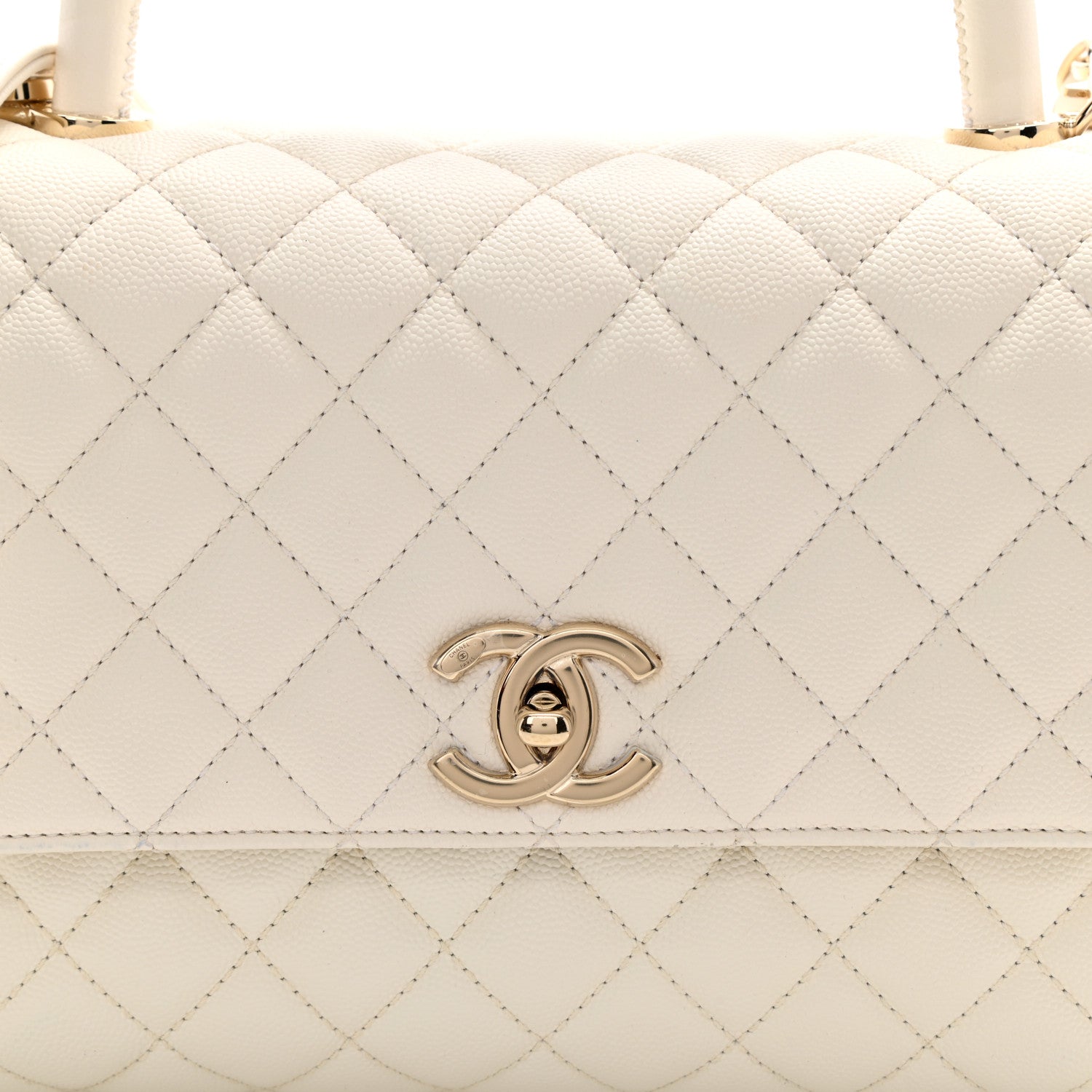 Chanel Caviar Quilted Small Coco Handle Flap White 15 of 17