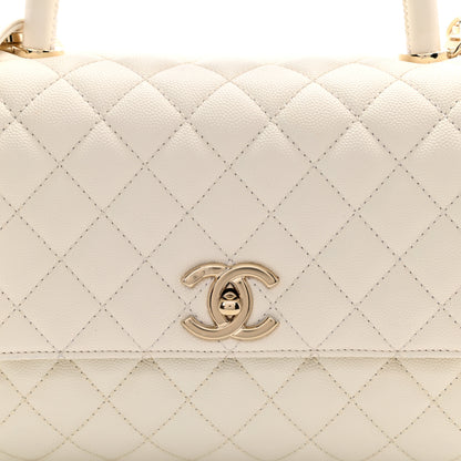 Chanel Caviar Quilted Small Coco Handle Flap White 15 of 17