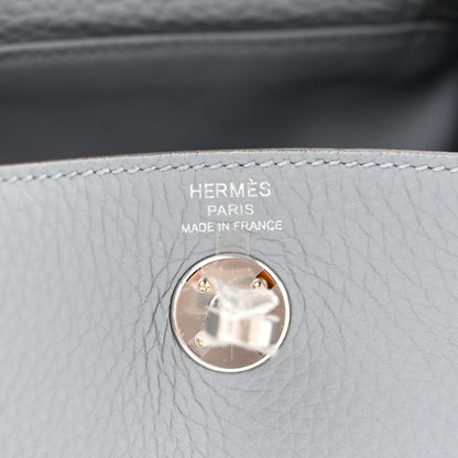 Hermes Taurillon Clemence Mini Lindy 20 Gris Pantin 6 of 11