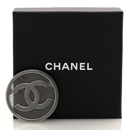Chanel Mesh Circle CC Brooch Silver 4 of 4