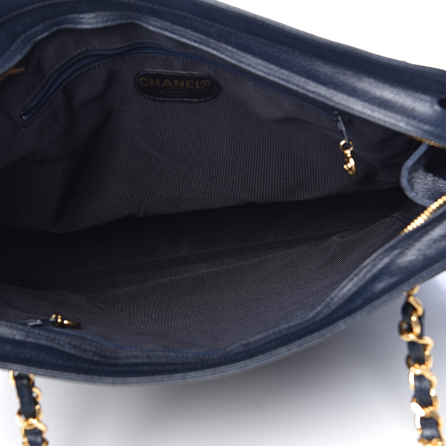 Caviar CC Shoulder Bag Navy Blue