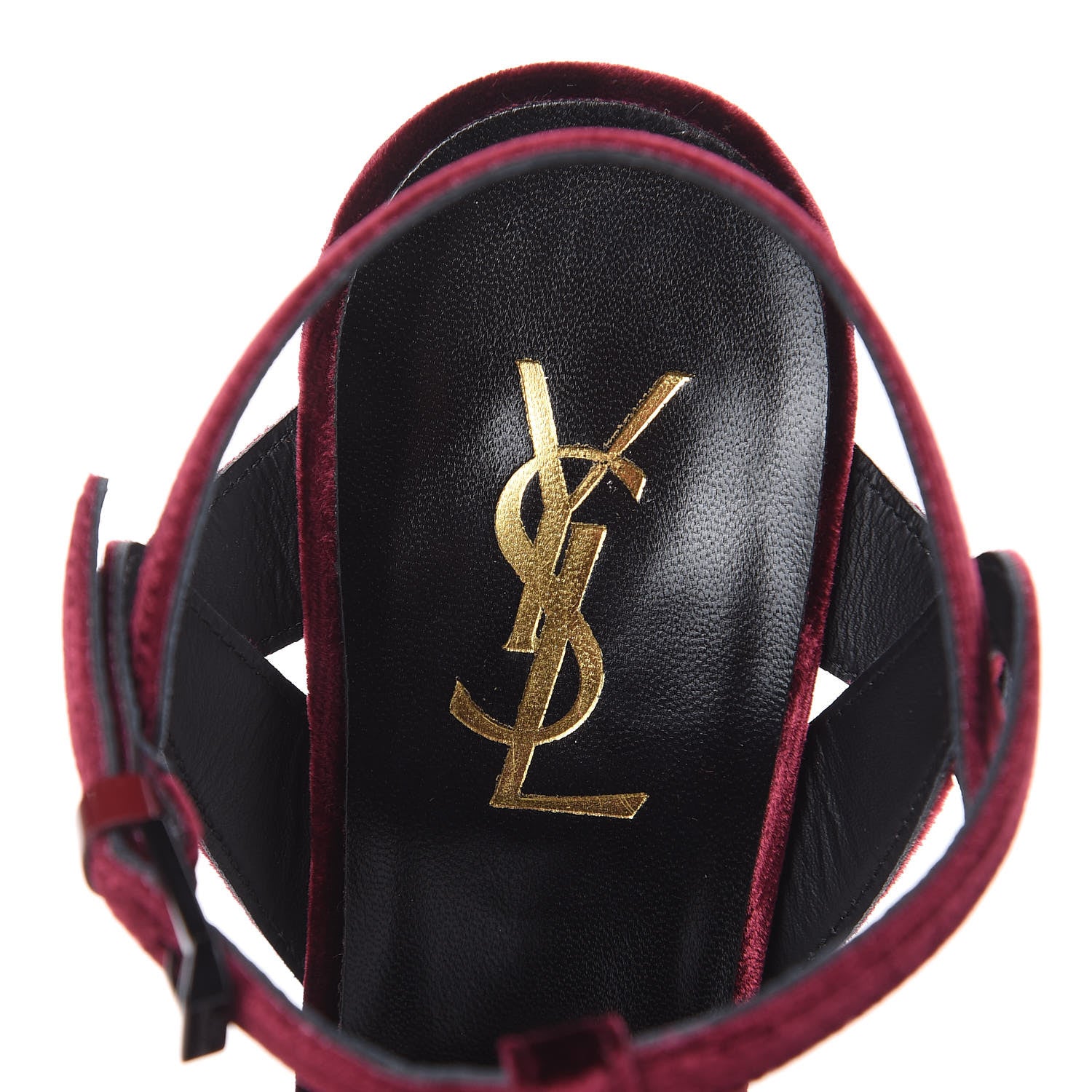 Saint Laurent Velvet Tribute 105 Platform Sandals 38.5 Burgundy 7 of 10