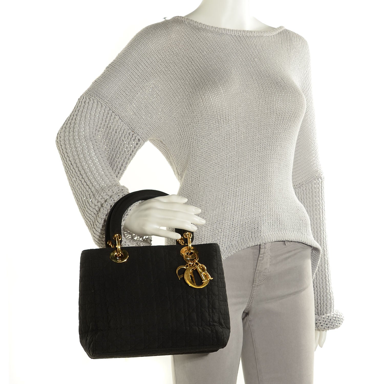 Christian Dior Nylon Cannage Medium Lady Dior Black 2 of 8