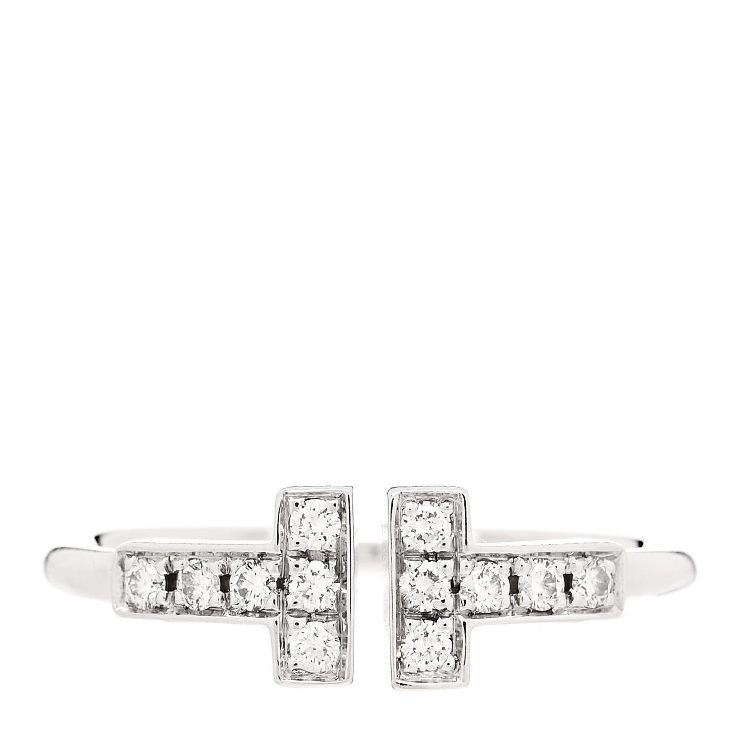 18K White Gold Diamond T Wire Ring 49 5