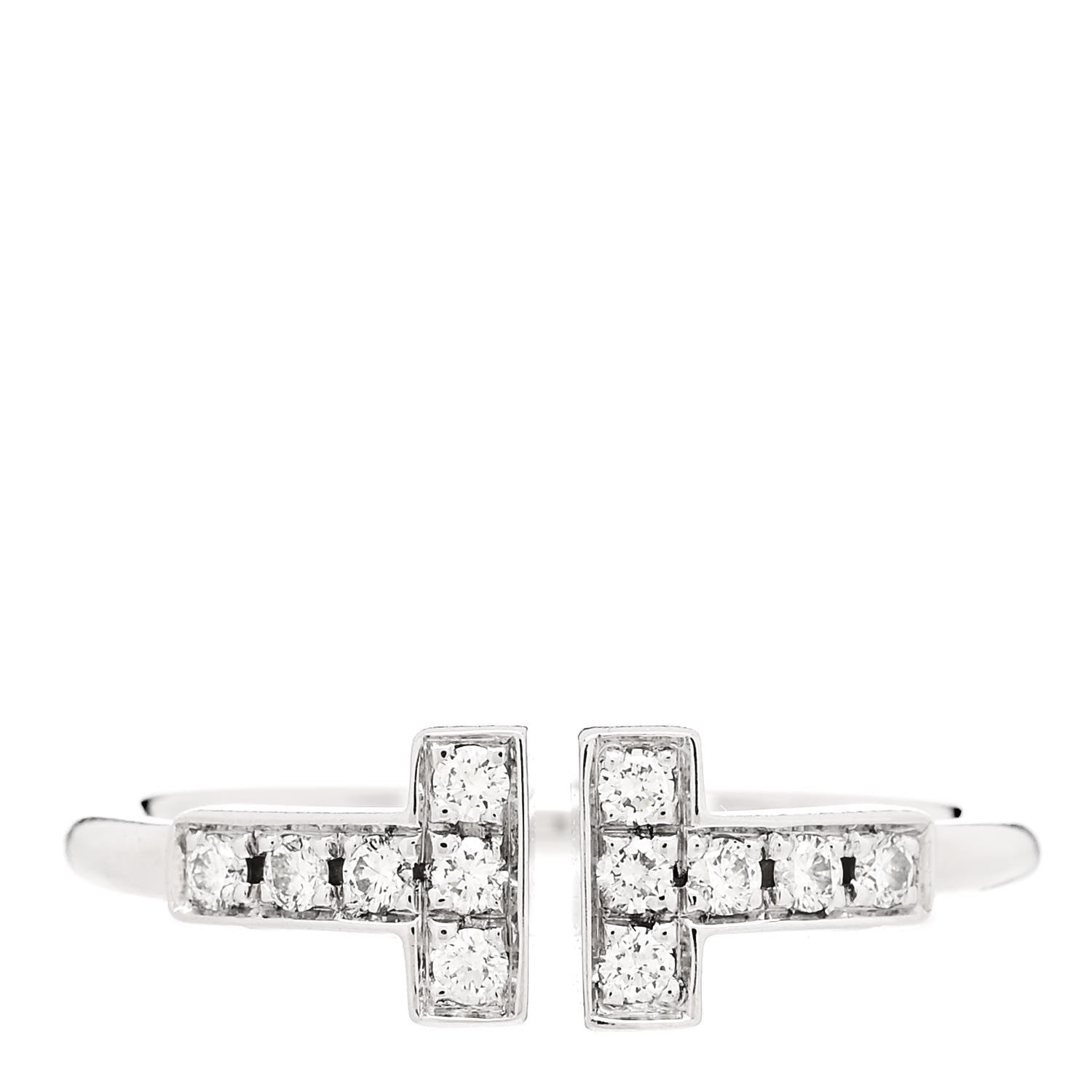 Tiffany 18K White Gold Diamond T Wire Ring 49 5 1 of 5