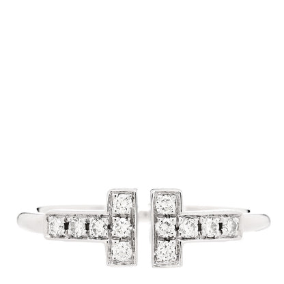 Tiffany 18K White Gold Diamond T Wire Ring 49 5 1 of 5