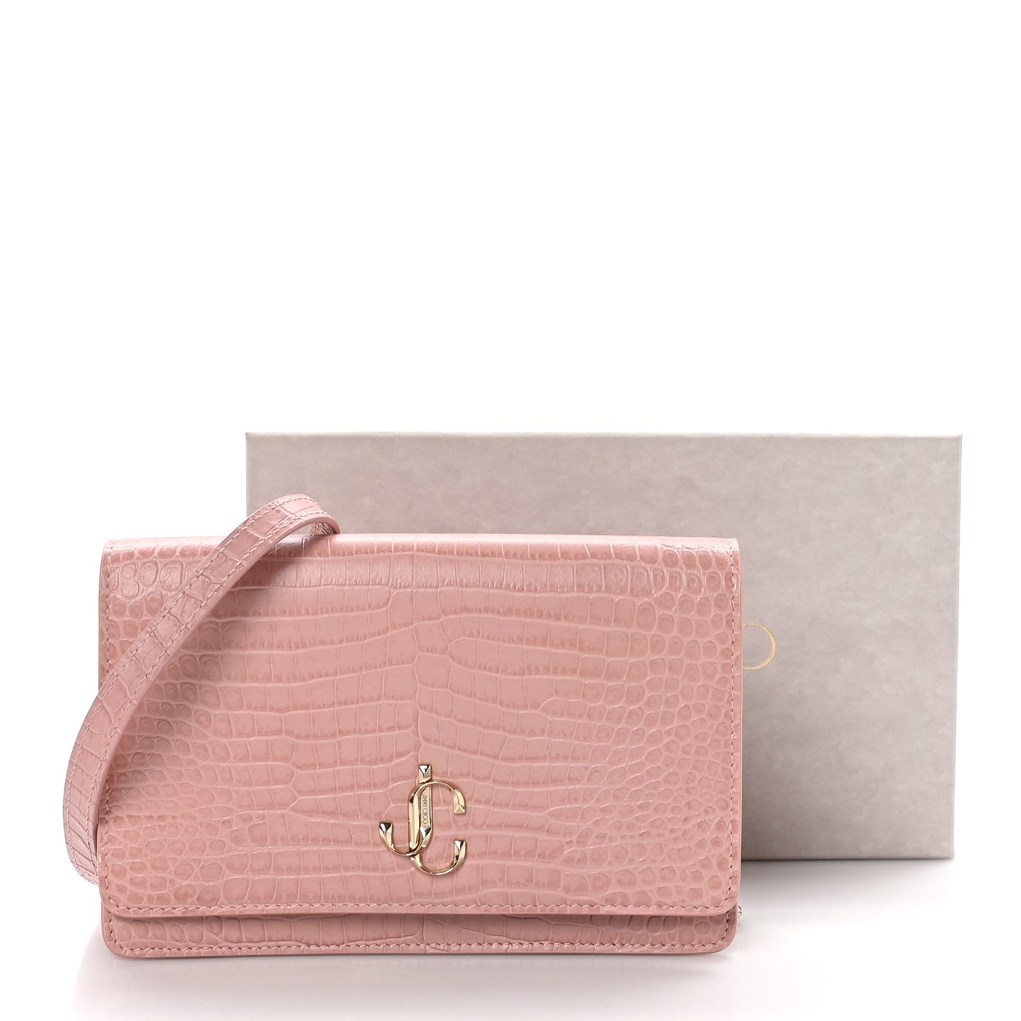 Calfskin Crocodile Embossed Palace Crossbody Blush