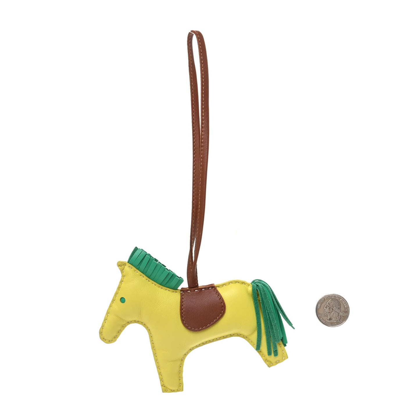 Milo Lambskin Grigri Rodeo Horse Bag Charm MM Lime Menthe Fauve