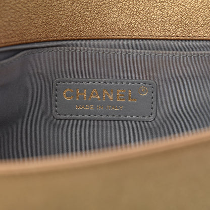 Chanel Metallic Lambskin Medium Golden CC Boy Flap Dark Gold 9 of 12