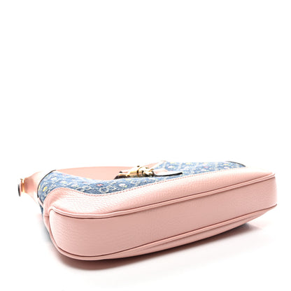 Gucci New Denim GG Monogram Calfskin Love Parade Small Jackie 1961 Hobo Light Pink 4 of 10