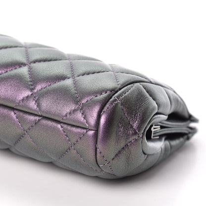 Chanel Iridescent Lambskin Quilted Clutch Dark Purple 7 of 10