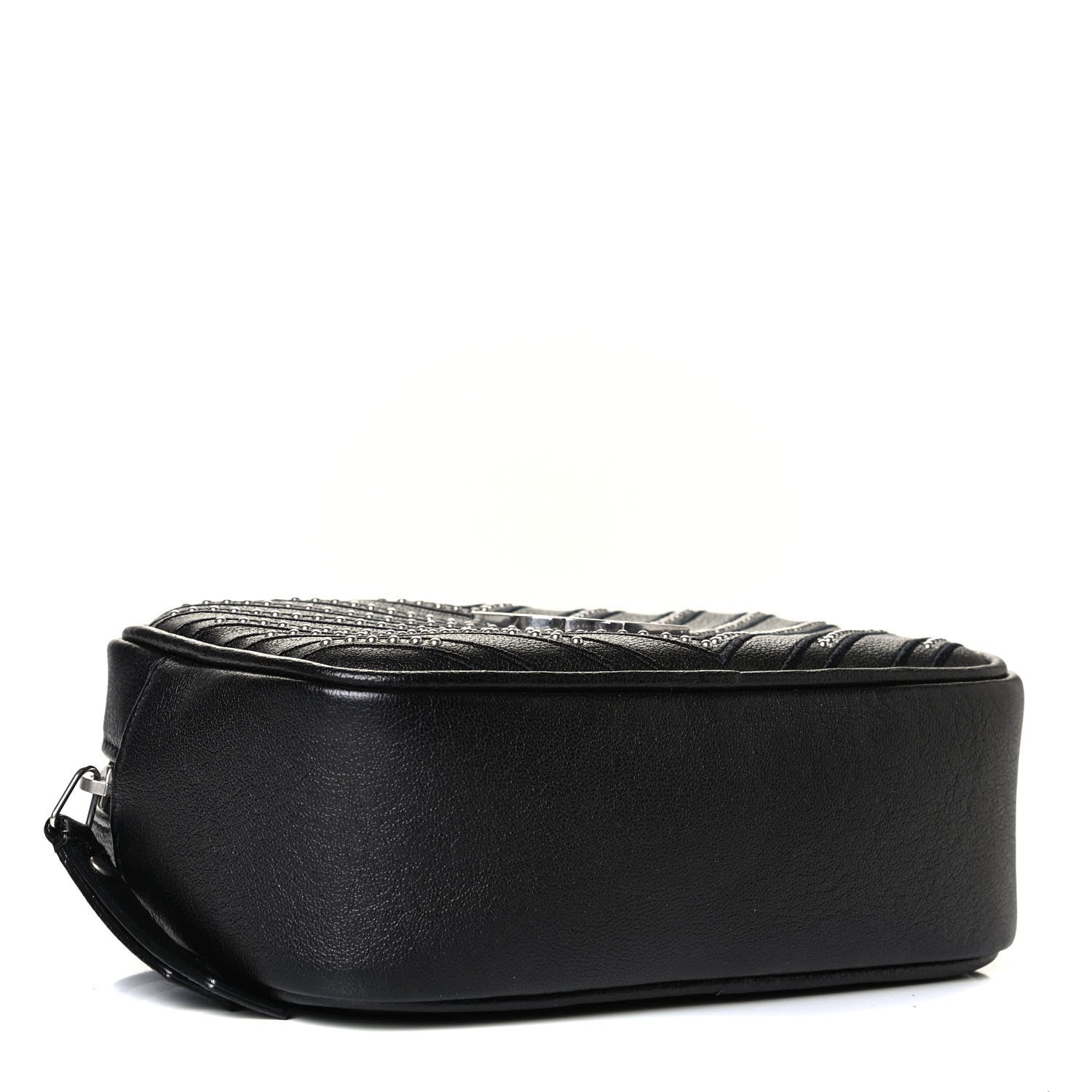 Saint Laurent Calfskin Matelasse Studded Monogram Lou Belt Bag Black 6 of 9