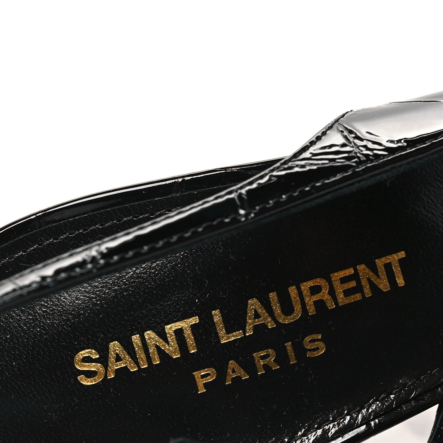 Saint Laurent Patent Crocodile Embossed Opyum 110 Slingback Pumps 37 Black 8 of 10