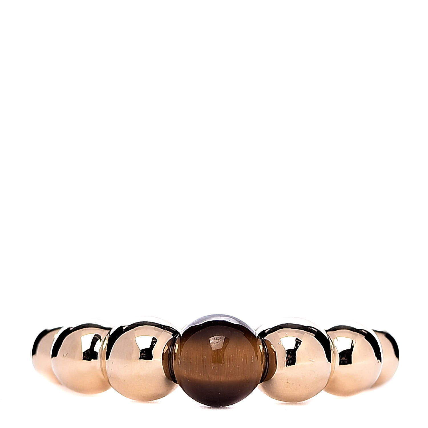 Van Cleef & Arpels 18K Yellow Gold Tiger's Eye Perlee Couleurs Variation Ring 48 4.5 1 of 7