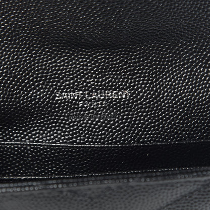 Saint Laurent Grain De Poudre Matelasse Chevron Small Monogram Envelope Wallet Black 6 of 7