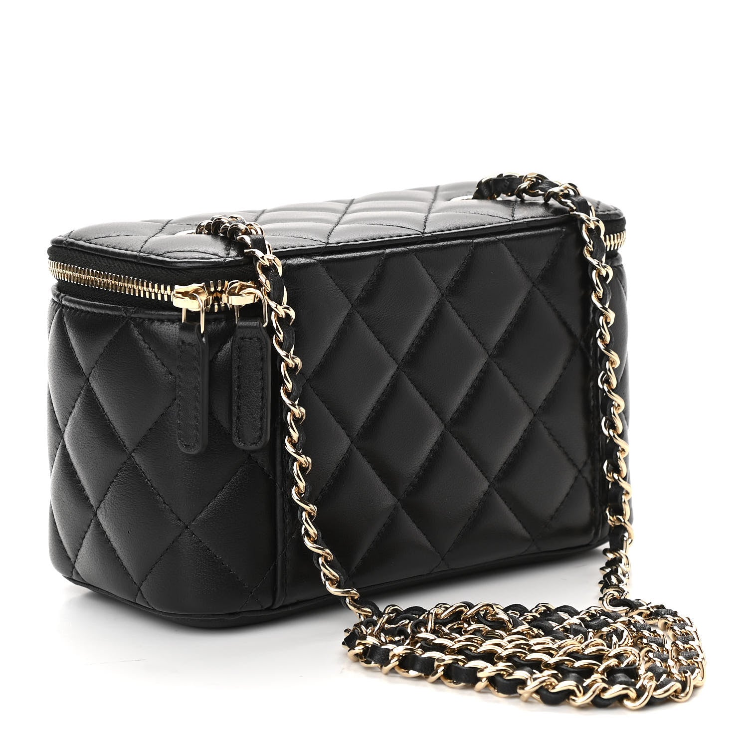 Chanel Lambskin Quilted Small Vanity Case With Chain Black 2 of 11