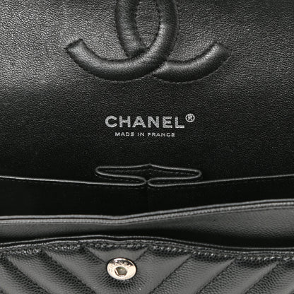 Chanel Caviar Chevron Quilted Medium Double Flap Black 6 of 11